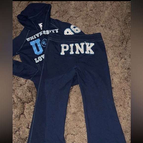 PINK Victoria's Secret Navy Hoodie and Pants Set - Picture 2 of 5